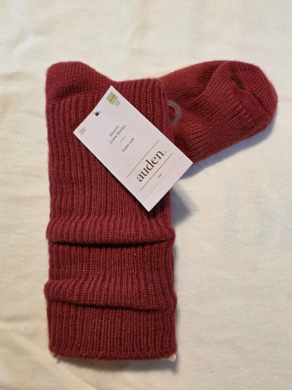 Women's Ribbed Super Soft Slouch Crew Socks - Auden™ Red One Size 4-10
